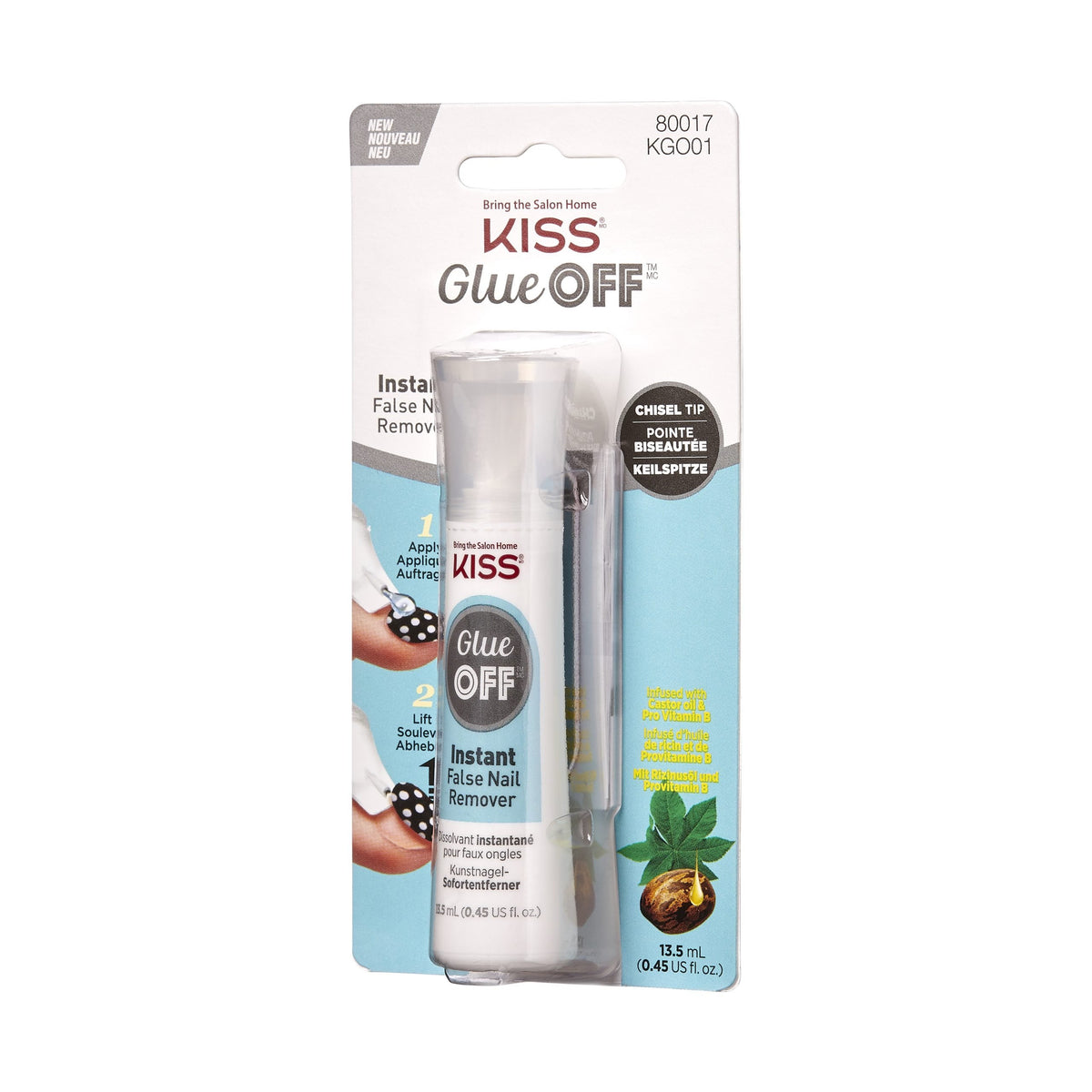 Kiss, Glue Off, solutie pentru înlăturarea unghiilor false, 13.5 ml