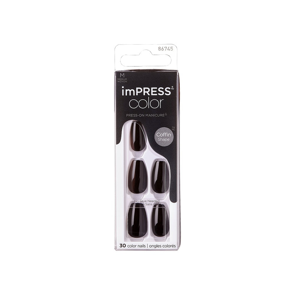 Unghii false imPress, lungime M, 30 bucati, All Black