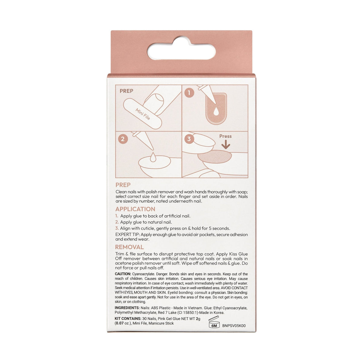 Unghii false Bare-But-Better Premium Nails Spicy, lungime S, 30 bucati