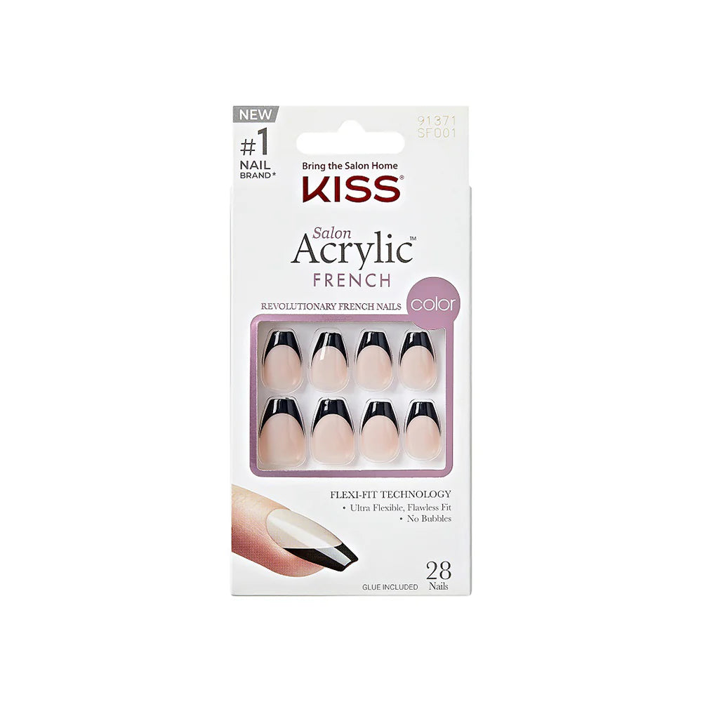 Unghii false Salon Acrylic French Color Flame, lungime S, 28 bucati