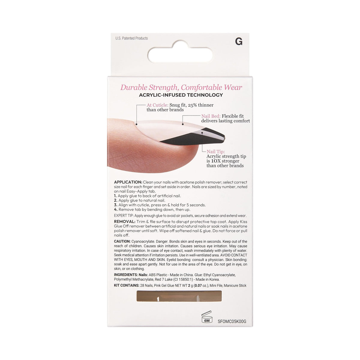 Unghii false Salon Acrylic French Color Hype, lungime M, 28 bucati
