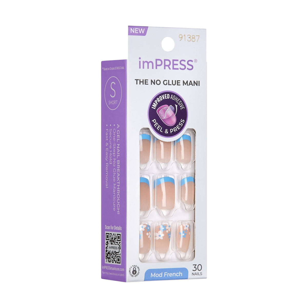 Unghii false imPRESS Snooze, lungime S, 30 bucati