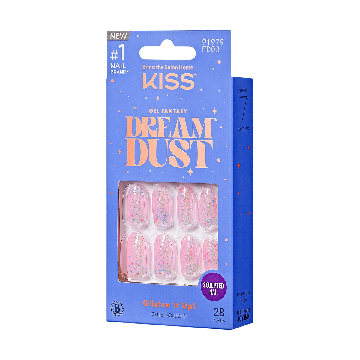 Unghii false Gel Fantasy Dreamdust Diamonds 4 Me, lungime M , 28 bucati