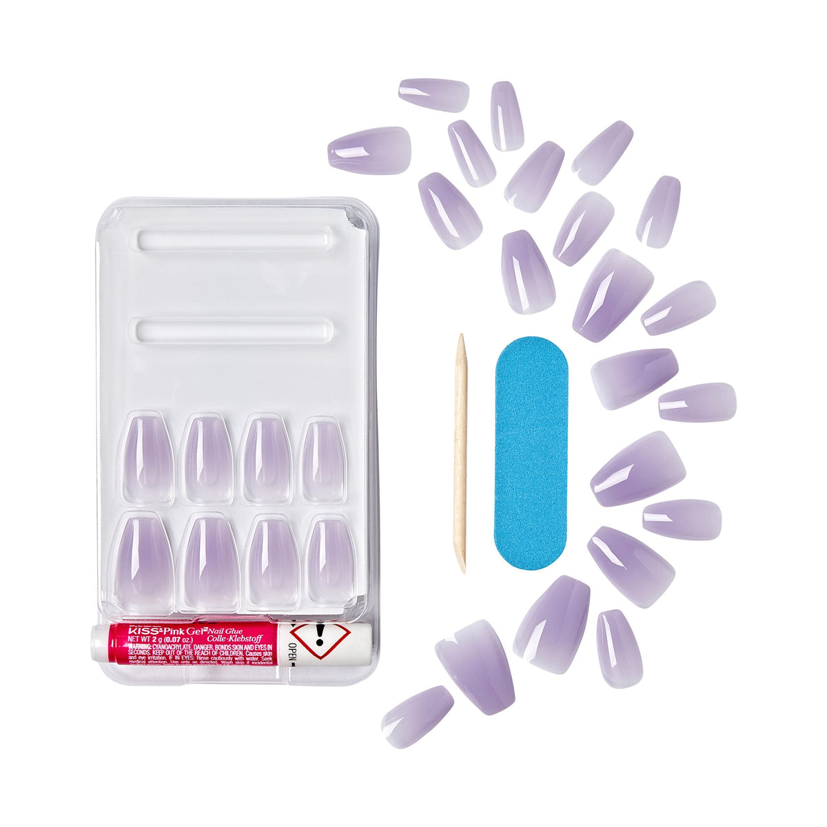 Unghii false Jelly Fantasy, forma Coffin, lungime M, 28 bucati