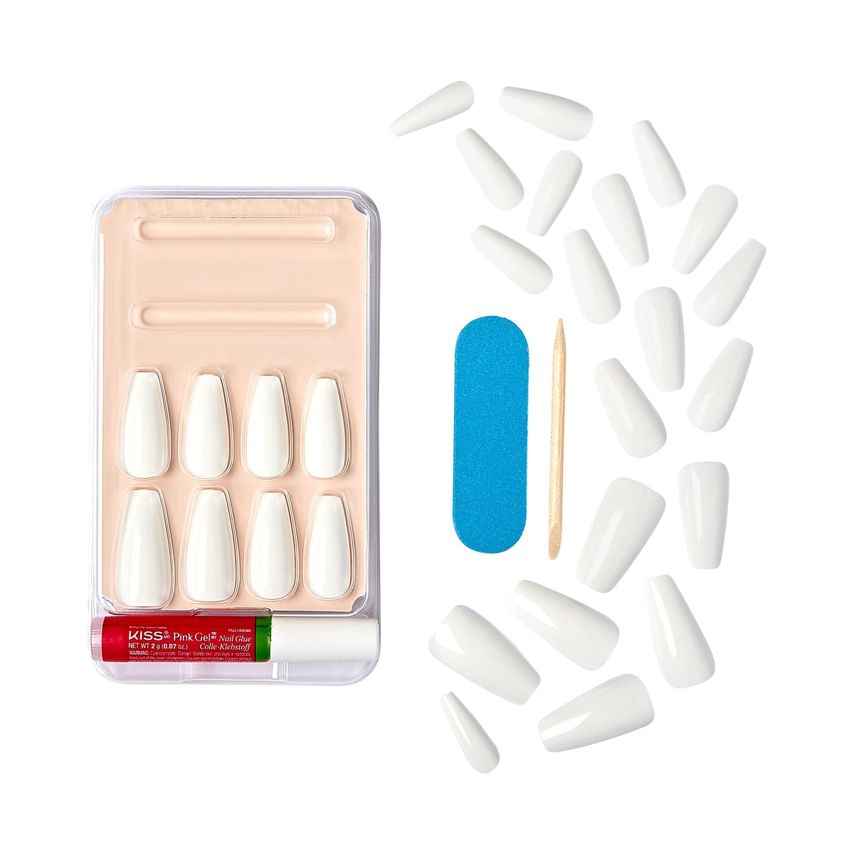 Unghii false gel Fantasy, forma Coffin, lungime L, 28 bucati, True Color