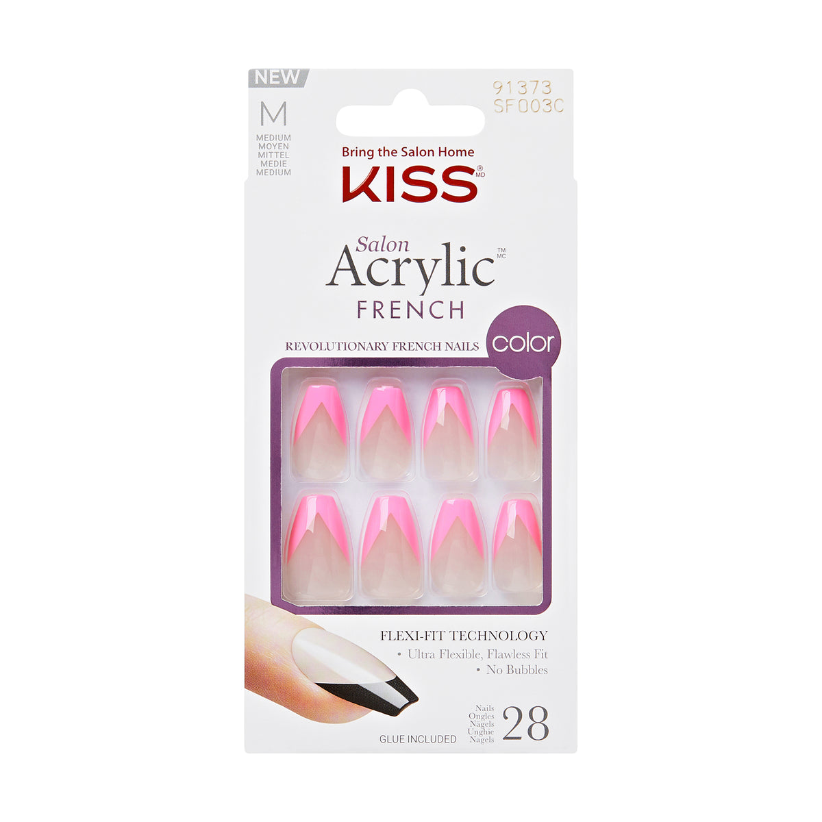 KISS - Unghii false Salon Acrylic French Color, Squared