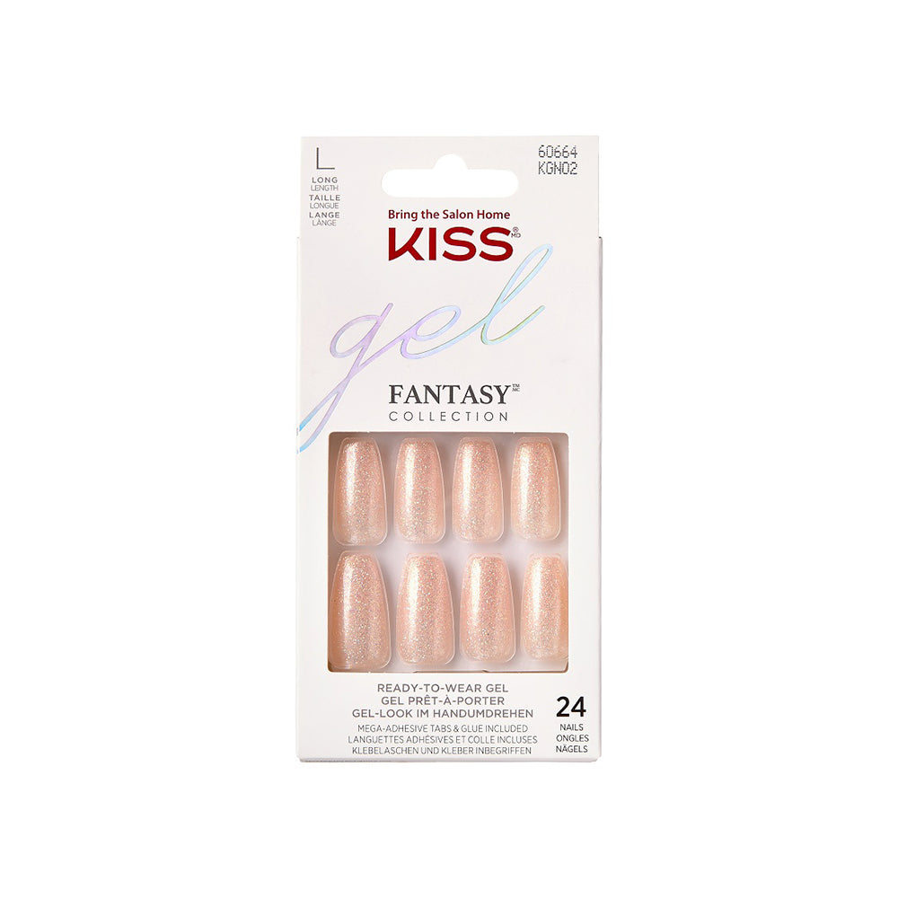 Unghii false Gel Fantasy, forma Coffin, lungime L, 24 bucati, Glitter Rock Candy