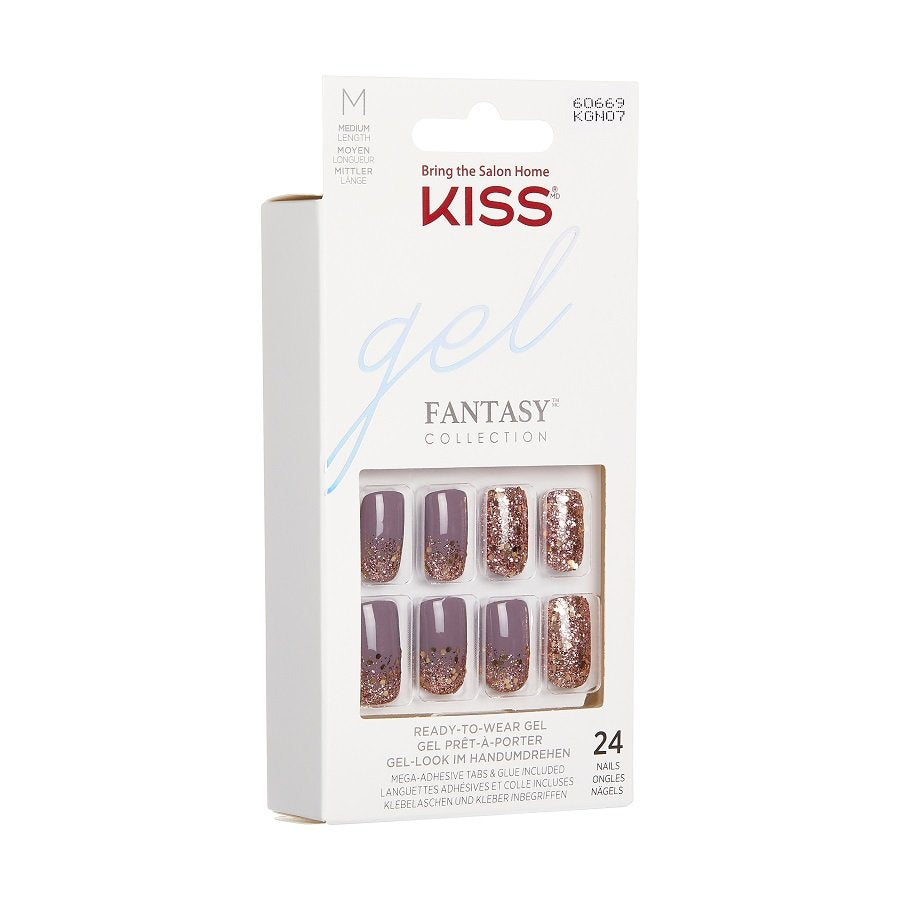 Unghii false Gel Fantasy, lungime M, 24 bucati, Glitter Krush