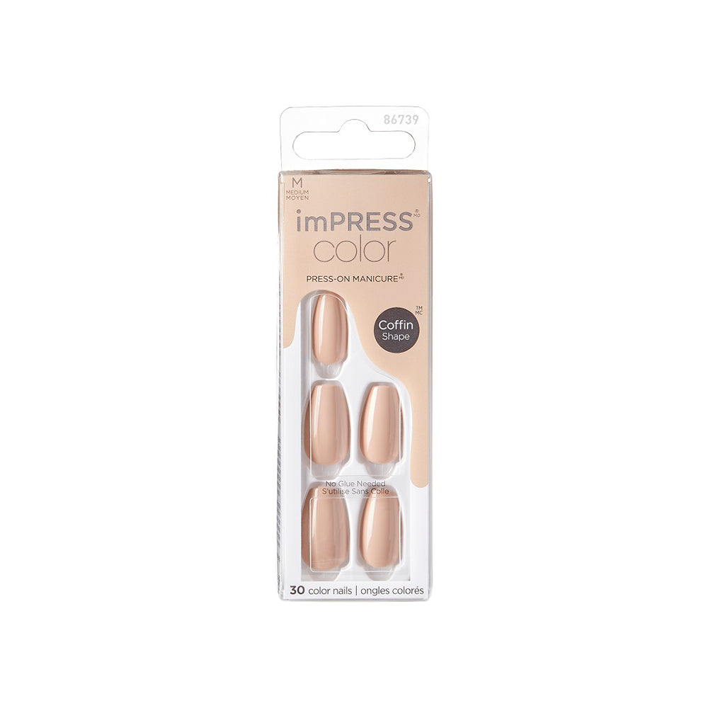 Unghii false imPress, lungime M, 30 bucati, Latte