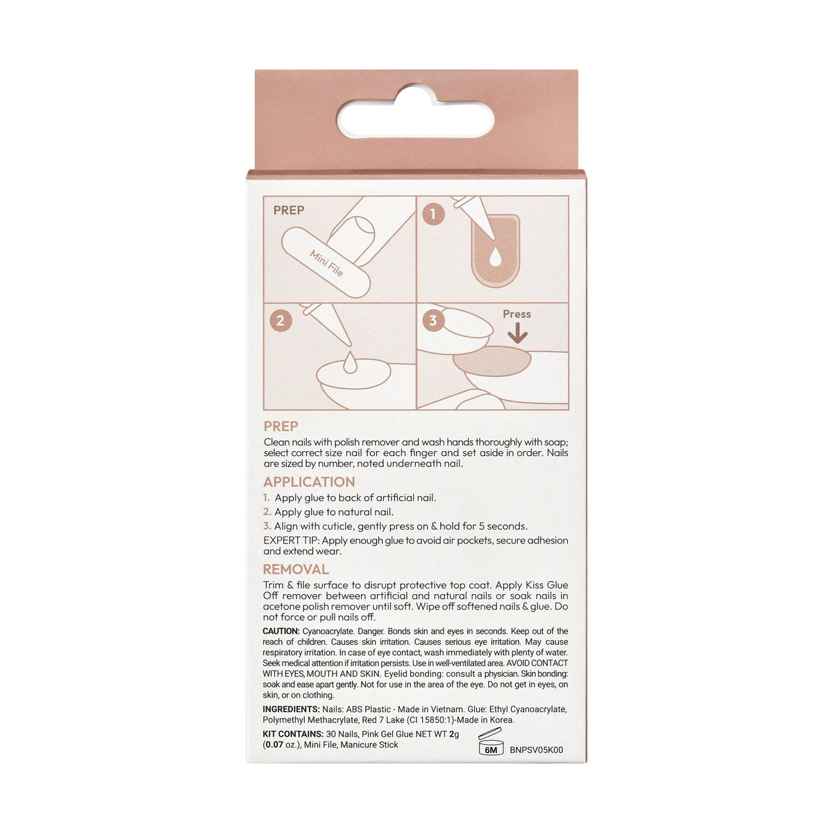 Unghii false Bare-But-Better Premium Nails Mocha, lungime S, 30 bucati