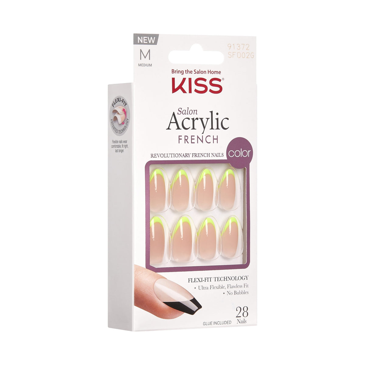 Unghii false Salon Acrylic French Color Hype, lungime M, 28 bucati