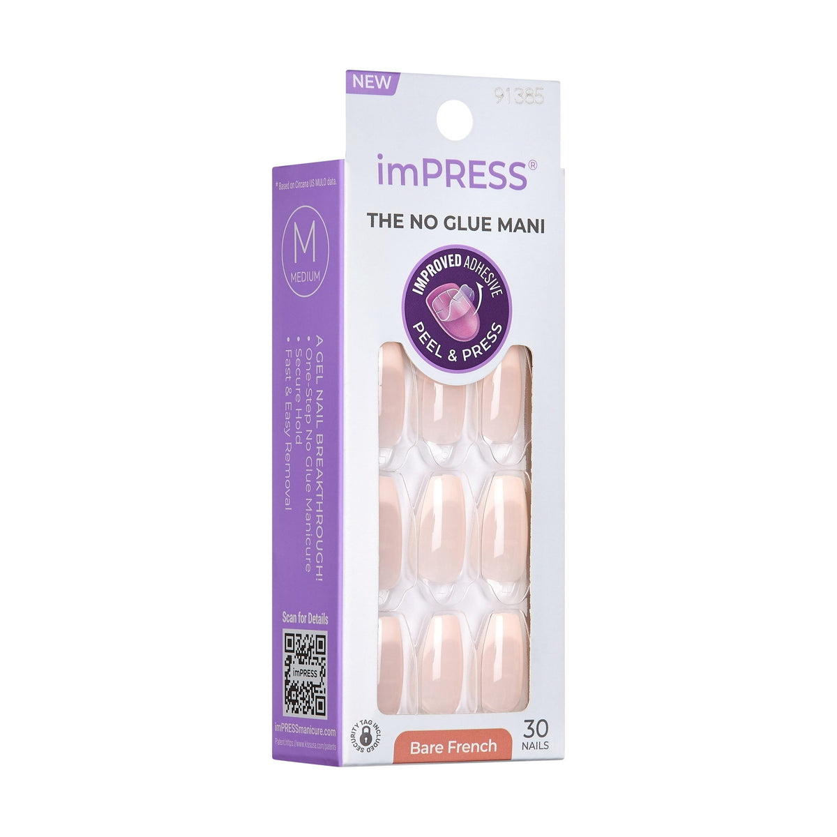 Unghii false imPRESS Genuine, lungime M, 30 bucati