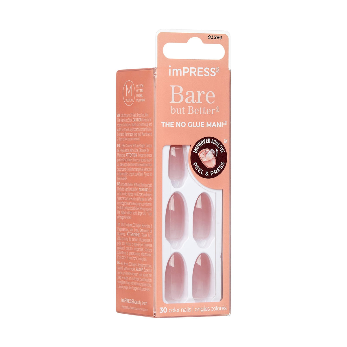 Unghii false ImPRESS Color BBB Serenity, lungime M, 30 bucati