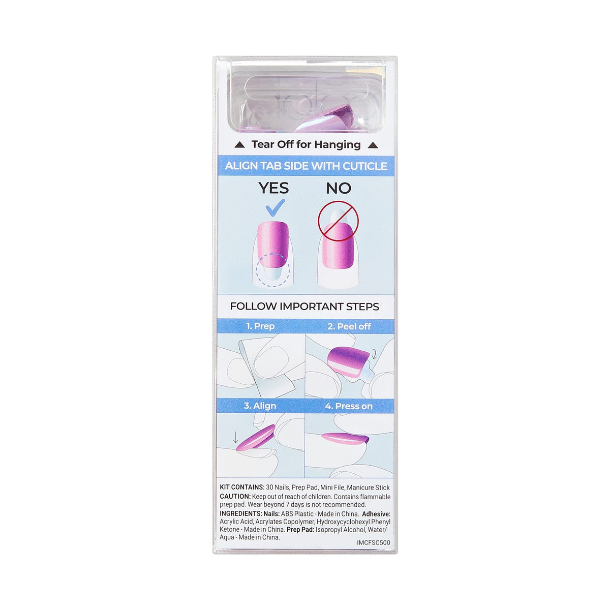 Unghii false ImPRESS Color Wonder, lungime S, 30 bucati