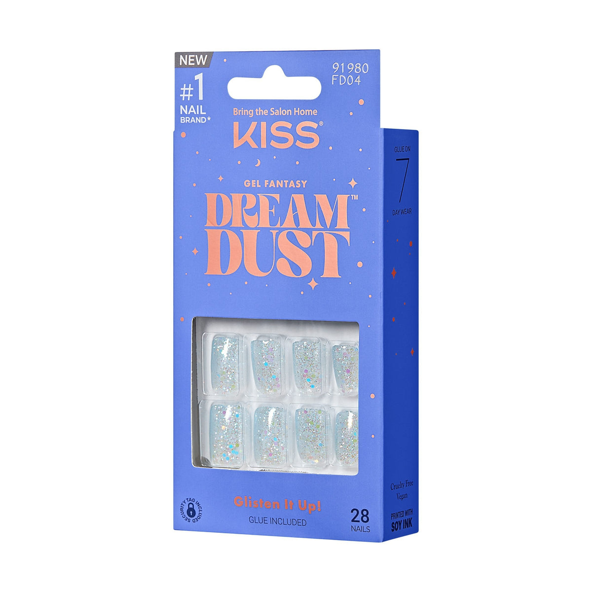 Unghii false Gel Fantasy Dreamdust Champagnes, lungime S , 28 bucati
